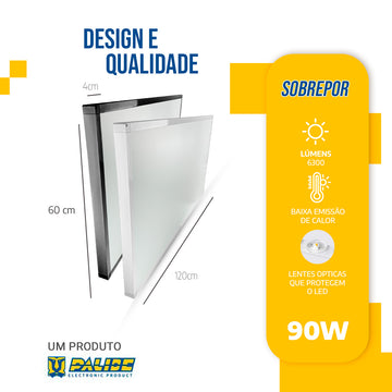 Painel Led 60x120 90W Sobrepor Retangular Luminária